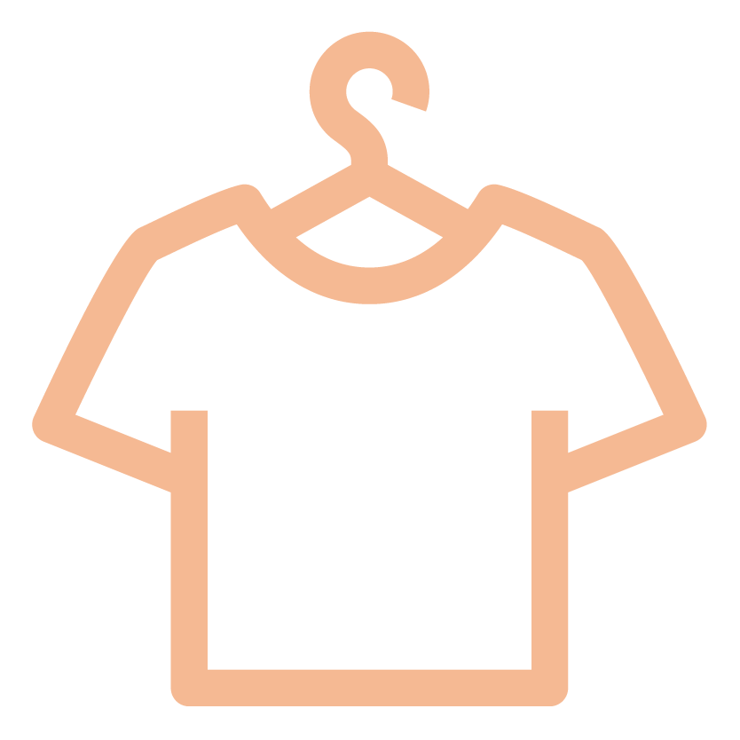 Icon of a t-shirt handing on a clothes hanger