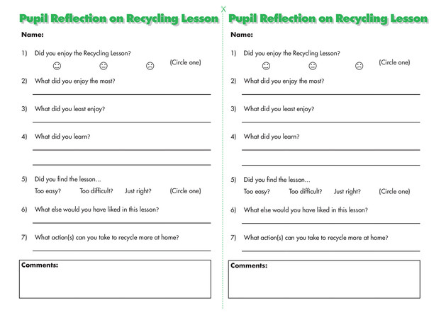  Pupil Reflection Recycling Lesson