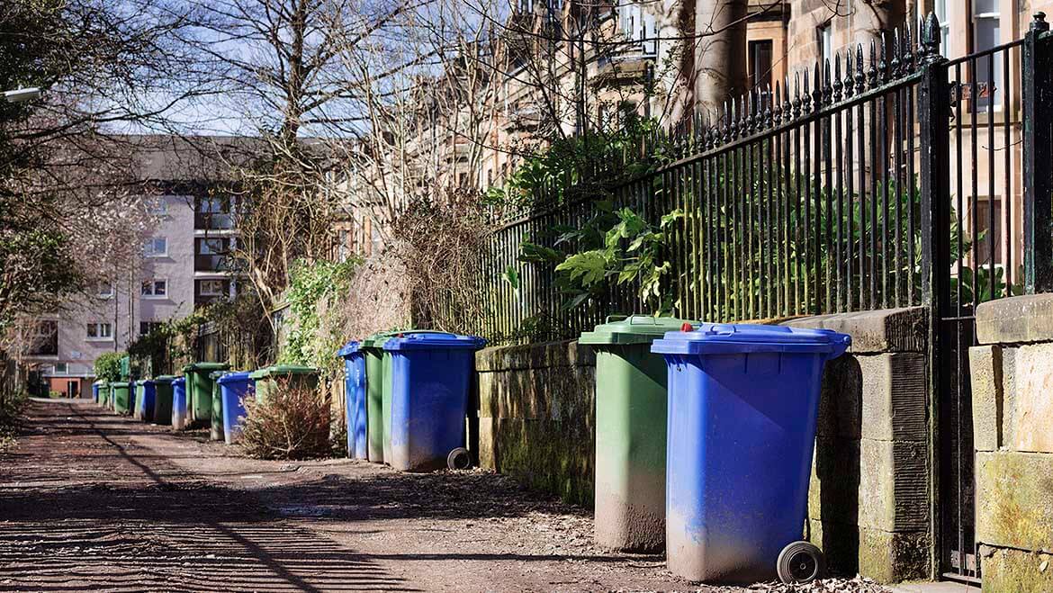 Wheelie bins along a street