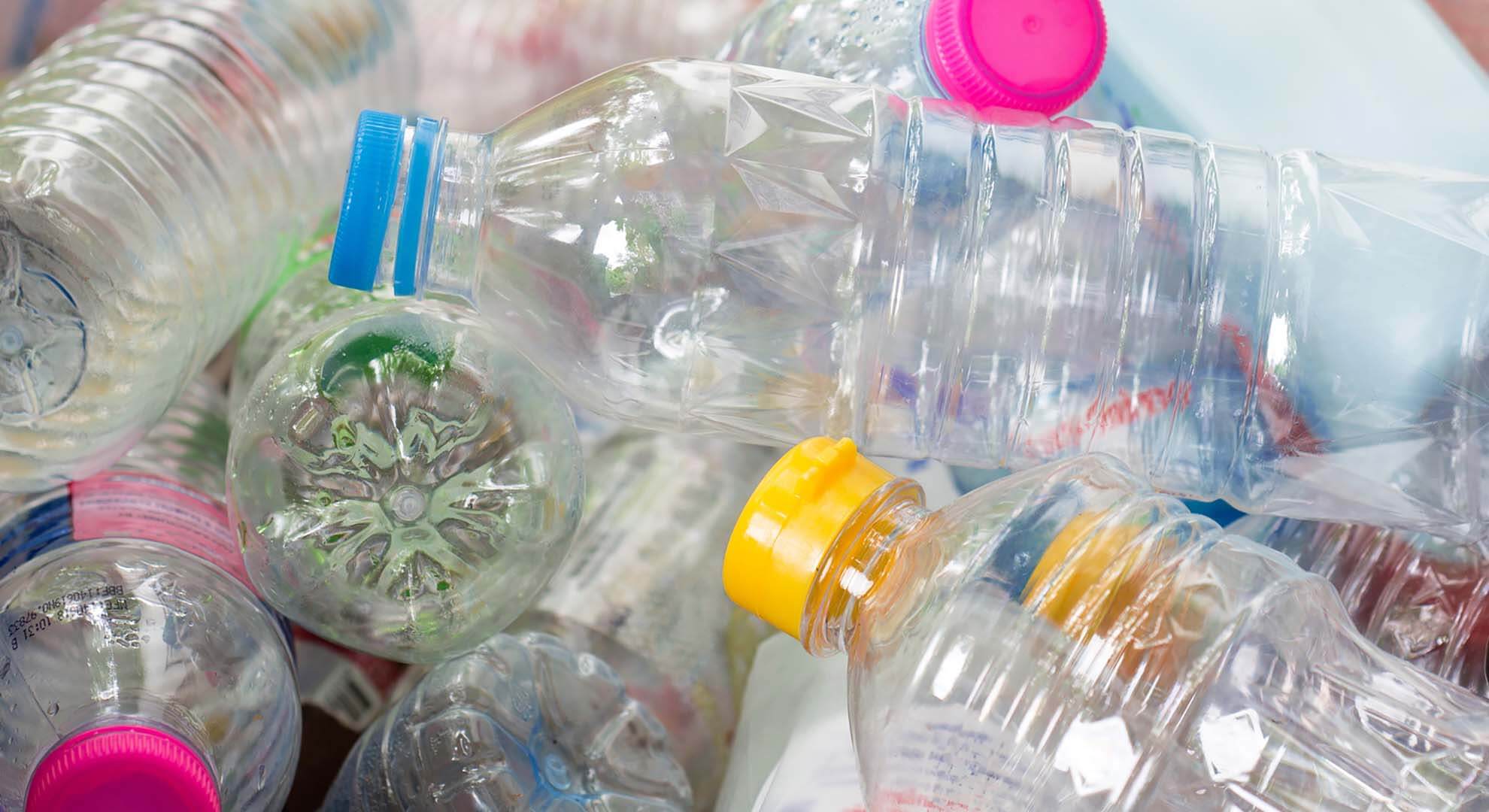 Pile of empty plastic water bottles