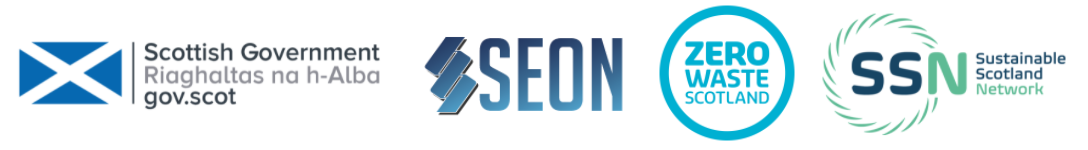 Partner Logos for Scottish Government, SEON, Zero Waste Scotland and SSN