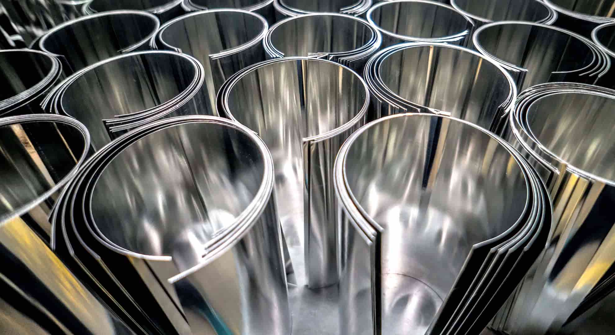 Rows of metal ready to be used in a manufacturing process