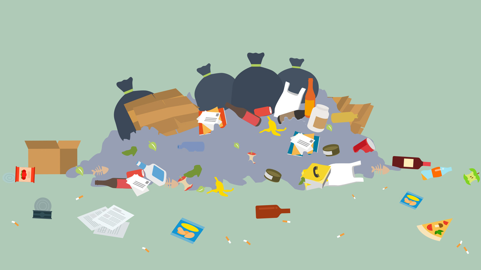 Illustration of piles of litter