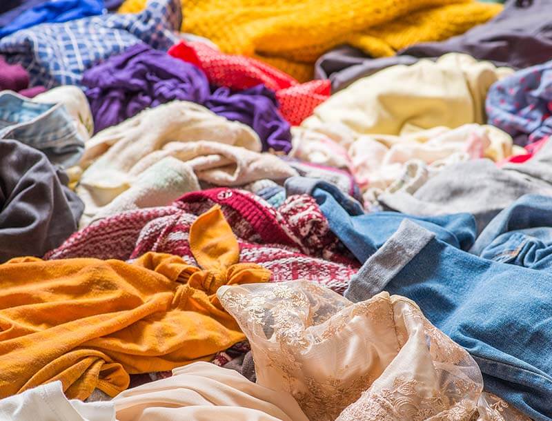 pile of clothing and textiles for recycling