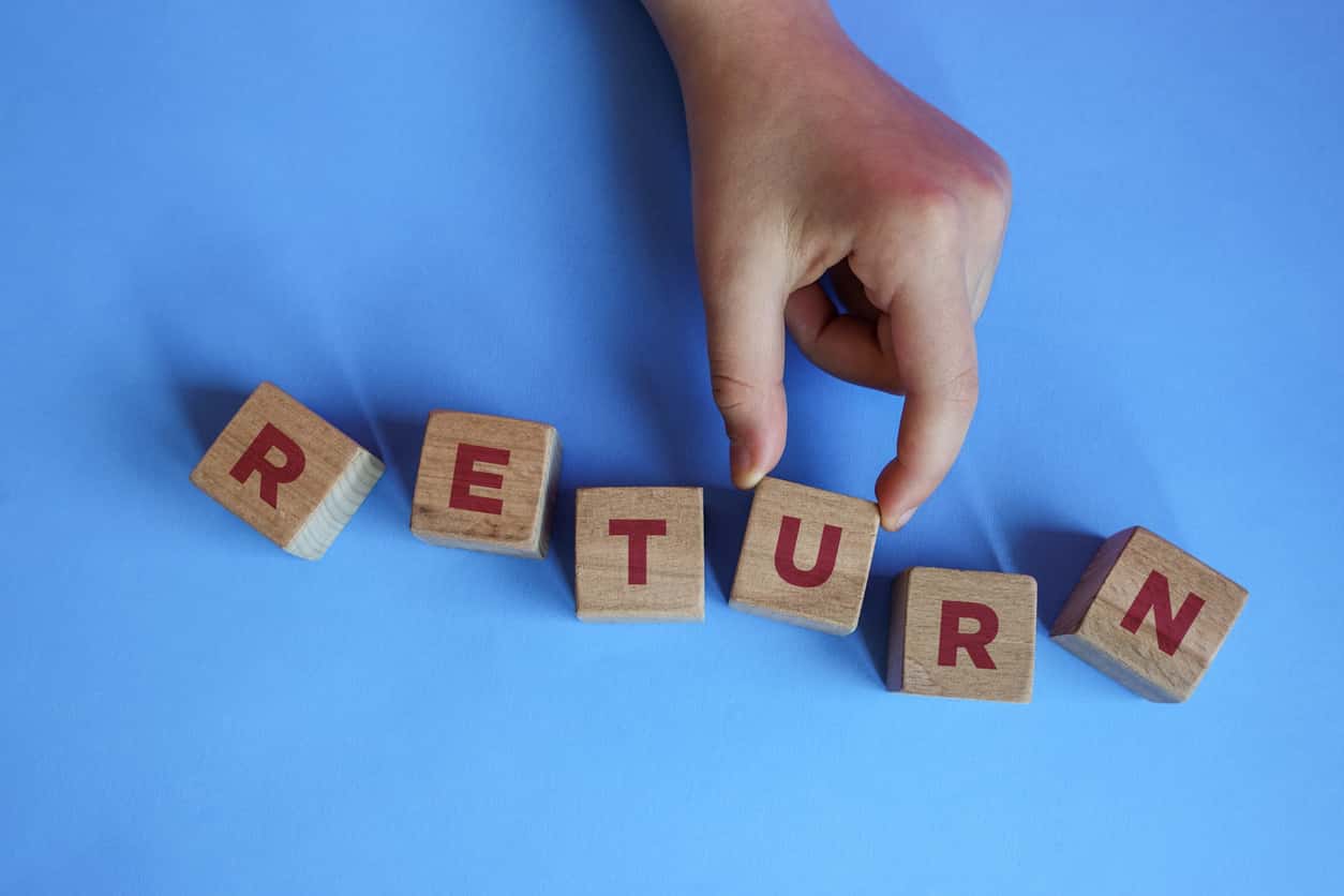 RETURN word made with building blocks.