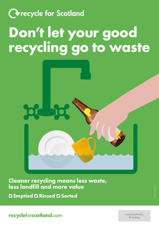  Recycle for Scotland local authority A3 glass bottle contamination poster