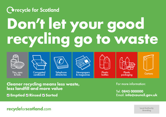 Recycle for Scotland local authority contamination bin sticker