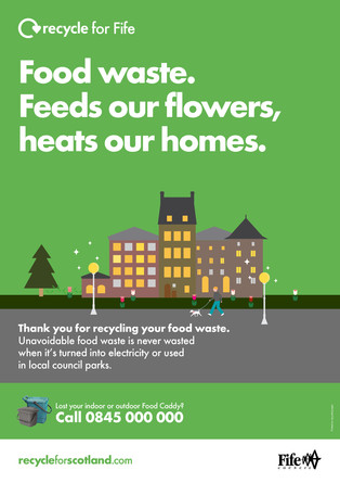 Recycle for Scotland local authority Everyone has Food Waste transformation (night) A3 poster