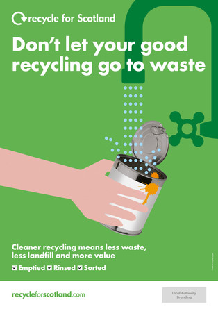  Recycle for Scotland local authority A3 can contamination poster