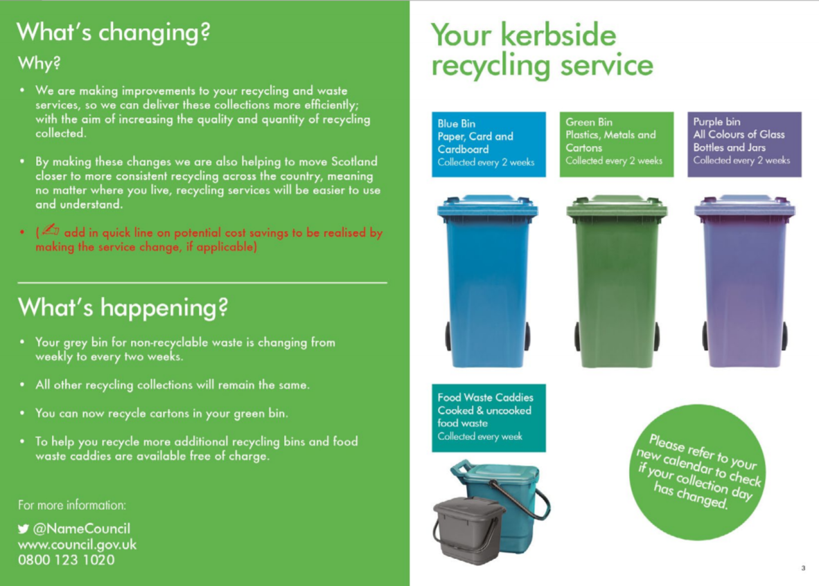 Household Recycling Charter – Service Change Leaflet a5