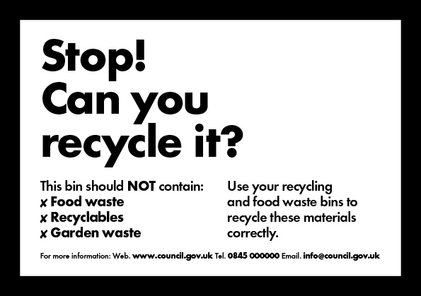  Recycle for Scotland local authority Everyone has Food Waste Bin Sticker: Stop Can You Recycle It