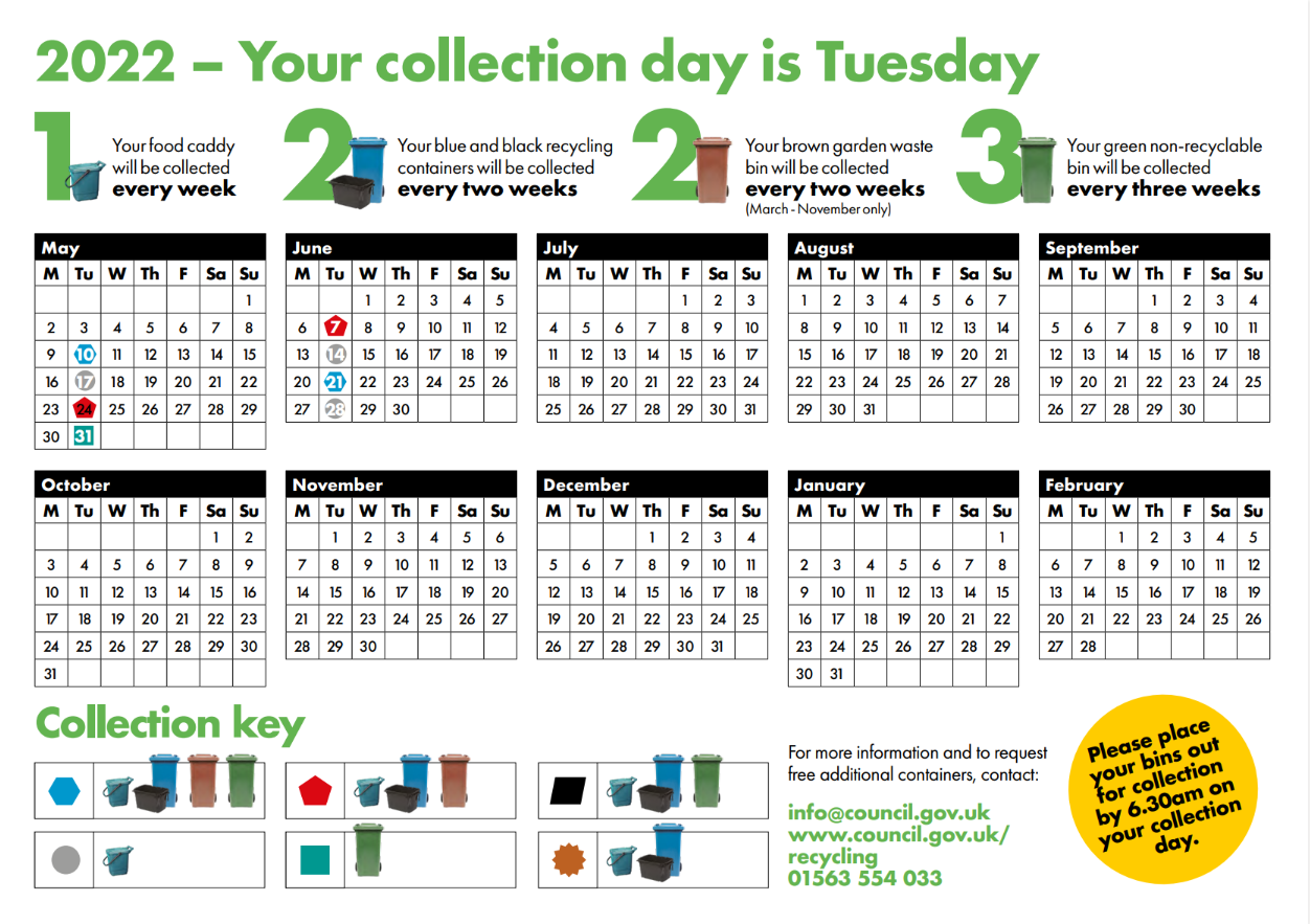 Household Recycling Charter – Service Change collection Calendar