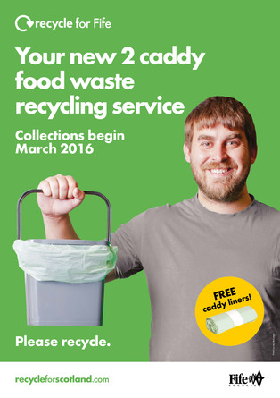 Recycle for Scotland local authority food waste collection A3 caddy poster – portrait