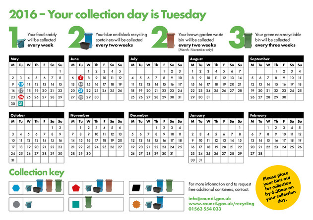 Recycle for Scotland local authority reduced frequency campaign calendar template