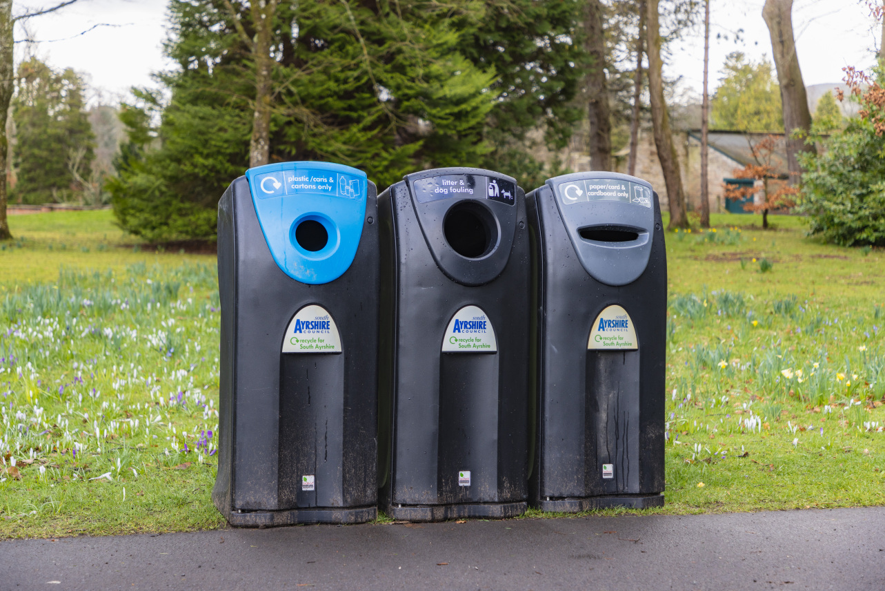 Three new recycle on the go bins.