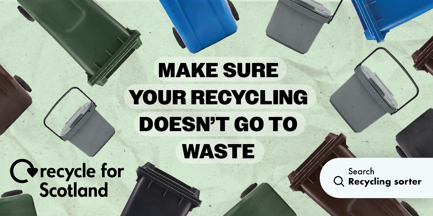 Image of different bins to encourage people to recycle correctly