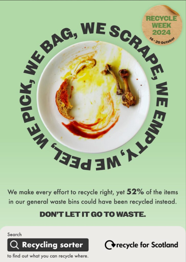 Food waste recycling Recycle Week poster with Recycle Week label