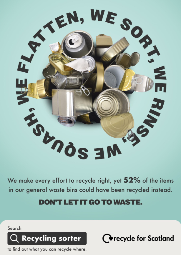 Recycle Week poster of metal tins and cans